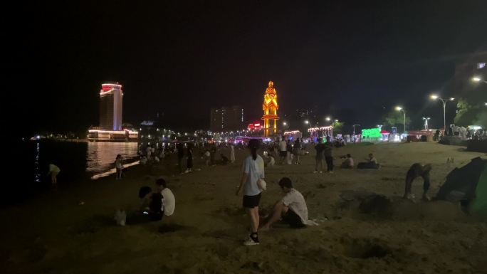 烟台渤海 海滩 海的夜色 夜景