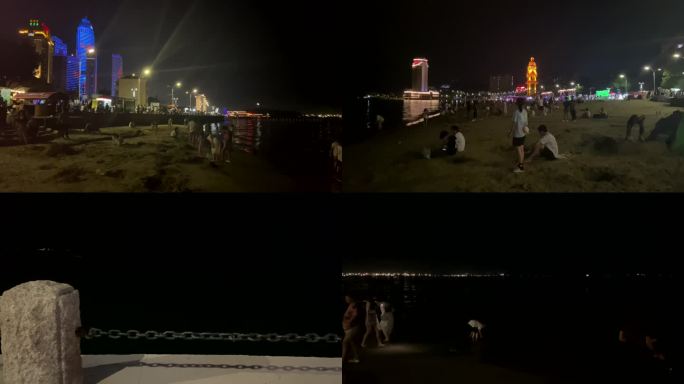 烟台渤海 海滩 海的夜色 夜景