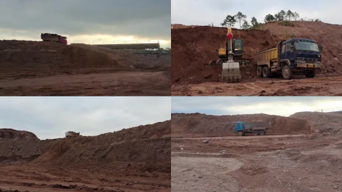 土泥方工程开挖泥方挖掘机工程机械运土工地