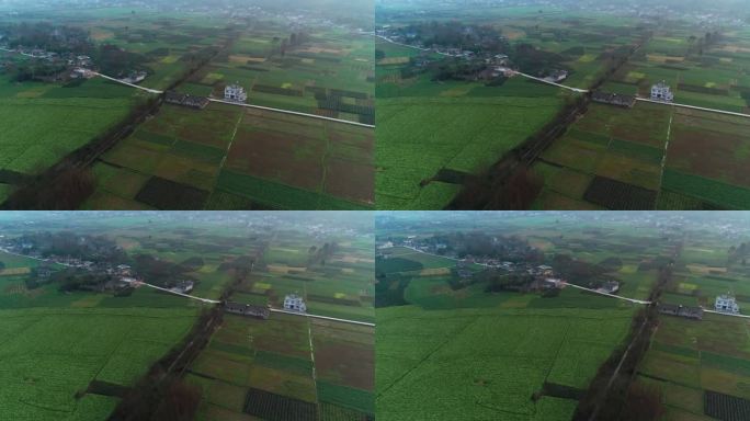 航拍四川乡镇早晨风景山林村庄