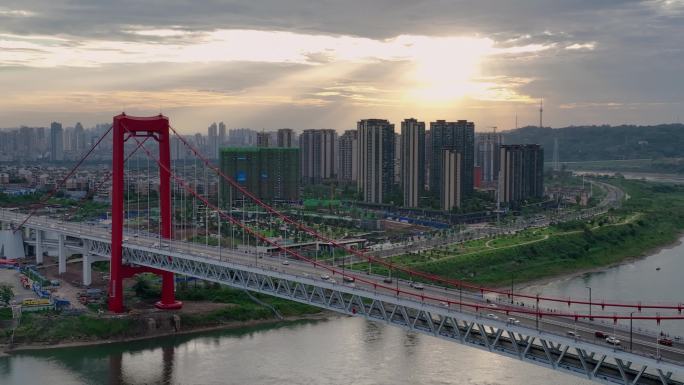 泸州航拍长江二桥城市风景航拍