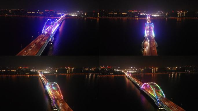 杭州复兴大桥夜晚航拍高清素材