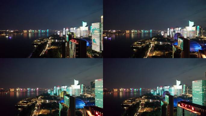 4k杭州航拍城市夜景