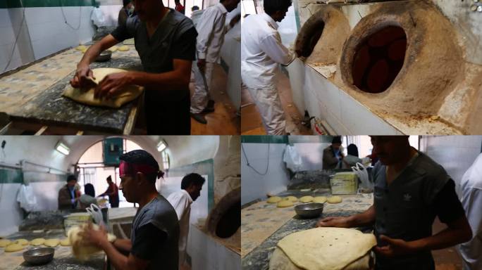 伊朗亚兹德传统美食烤馕制作