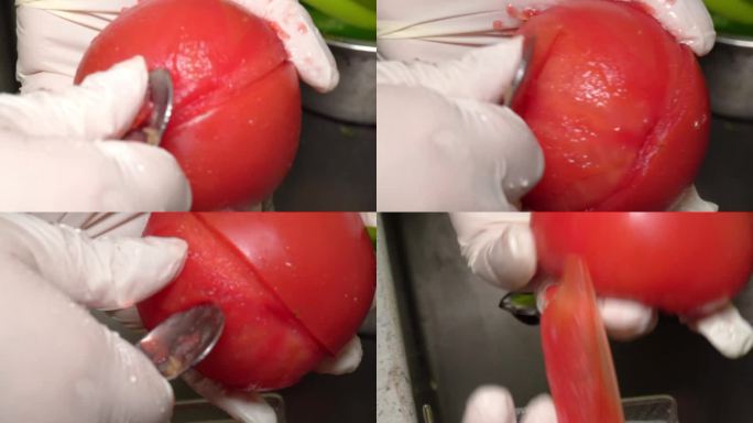 食材处理西红柿去皮切块 (2)