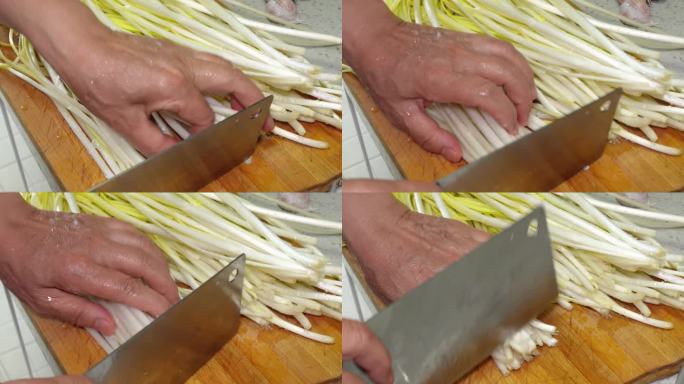 切蒜黄做菜 (3)