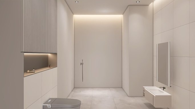 卫生间家居一字型淋浴房渲染生长素材