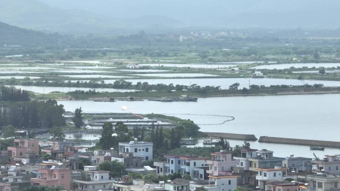 深圳阳江海边城市海产养殖沙滩