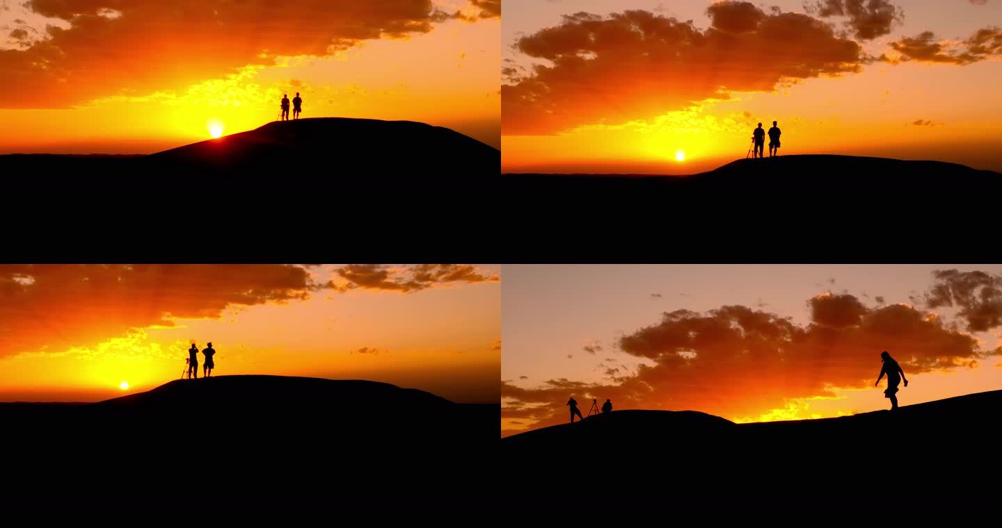 沙漠山丘上拍摄日落的摄影师5.1K