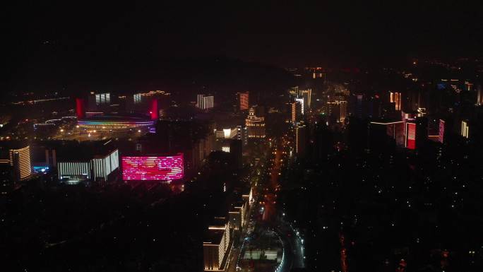 4K原素材-航拍杭州春节新年夜色