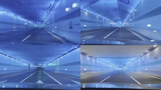 城市快速路蓝色隧道