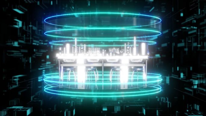 实验室桌椅元宇宙全息科技光圈展示素材