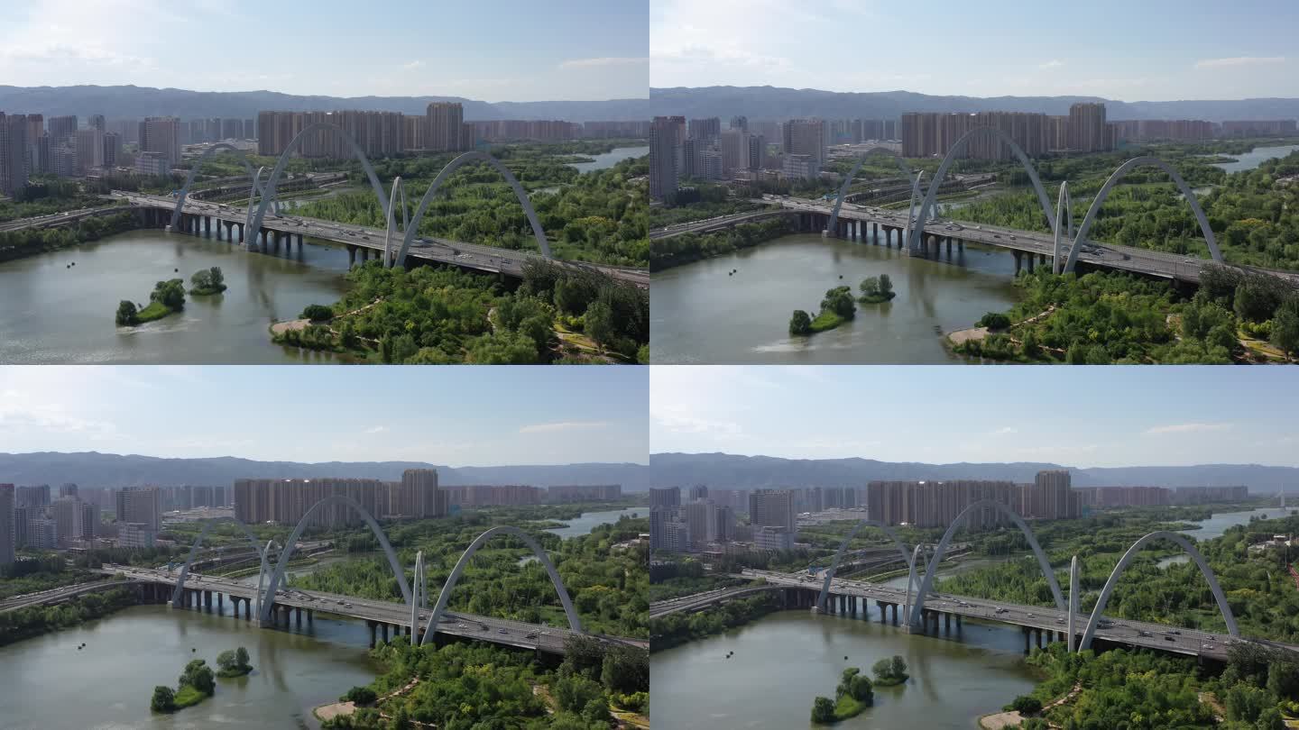 山西太原市北中环桥夏季航拍