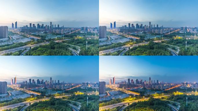 南京河西新城从早到晚的城市景观时代变迁