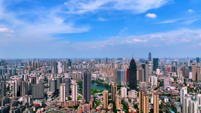 武汉城市天空西北湖无人机高清视频