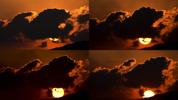 太阳从乌云后落下的视频