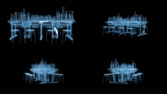 实验室桌椅透视全息通道素材