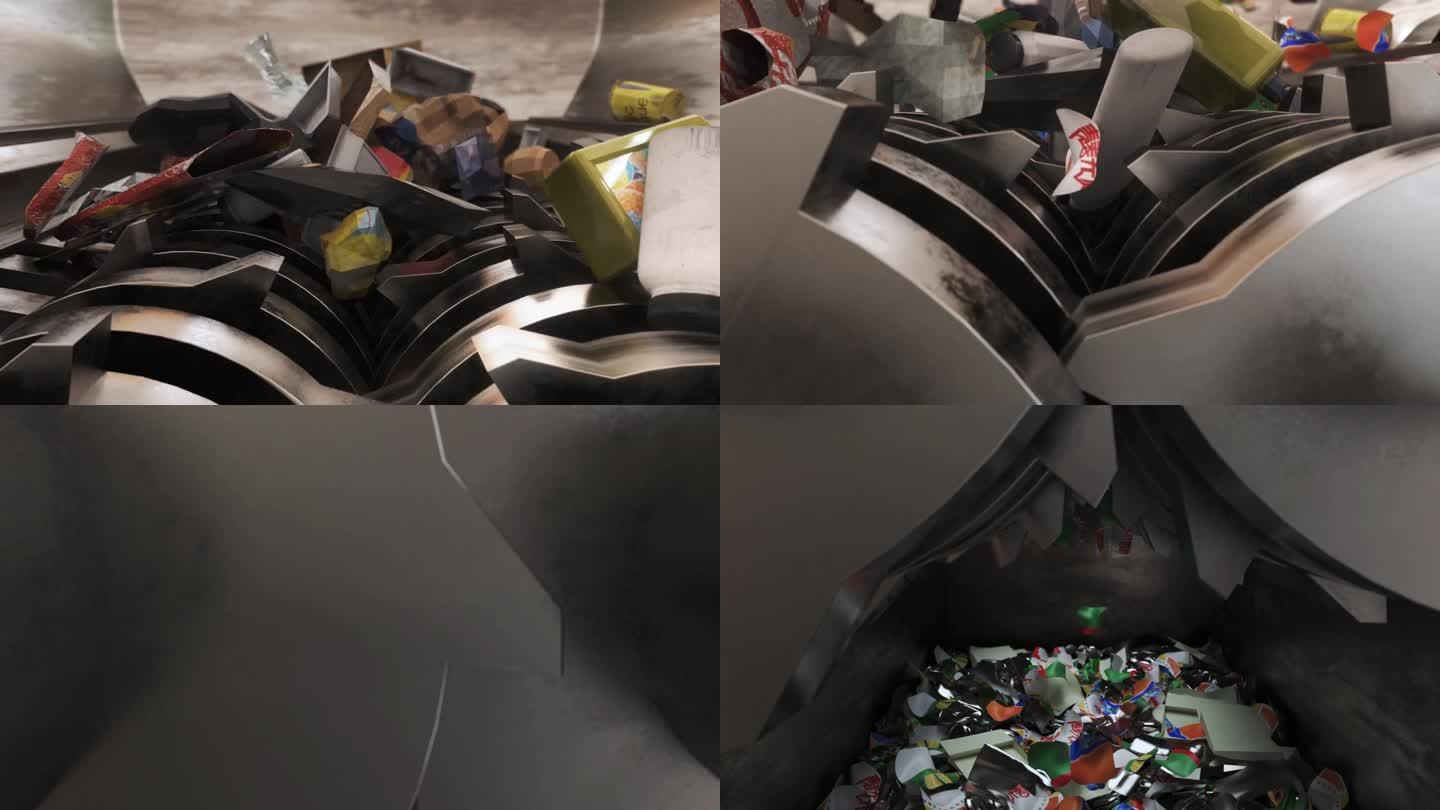 垃圾分类回收处理工厂粉碎碳中和三维设备