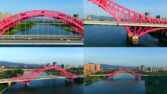 新世纪大桥网红桥红色大桥梁