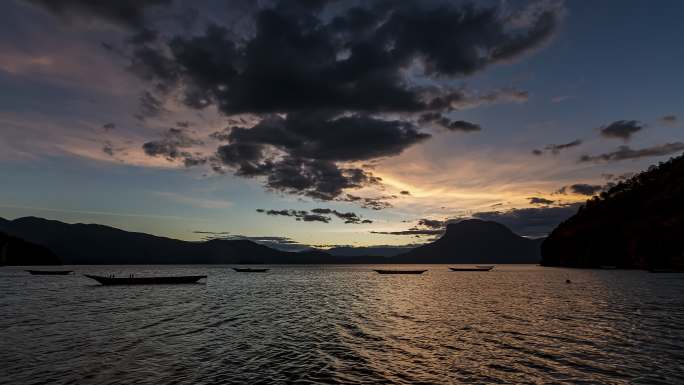 时光流逝 泸沽湖情人滩日落