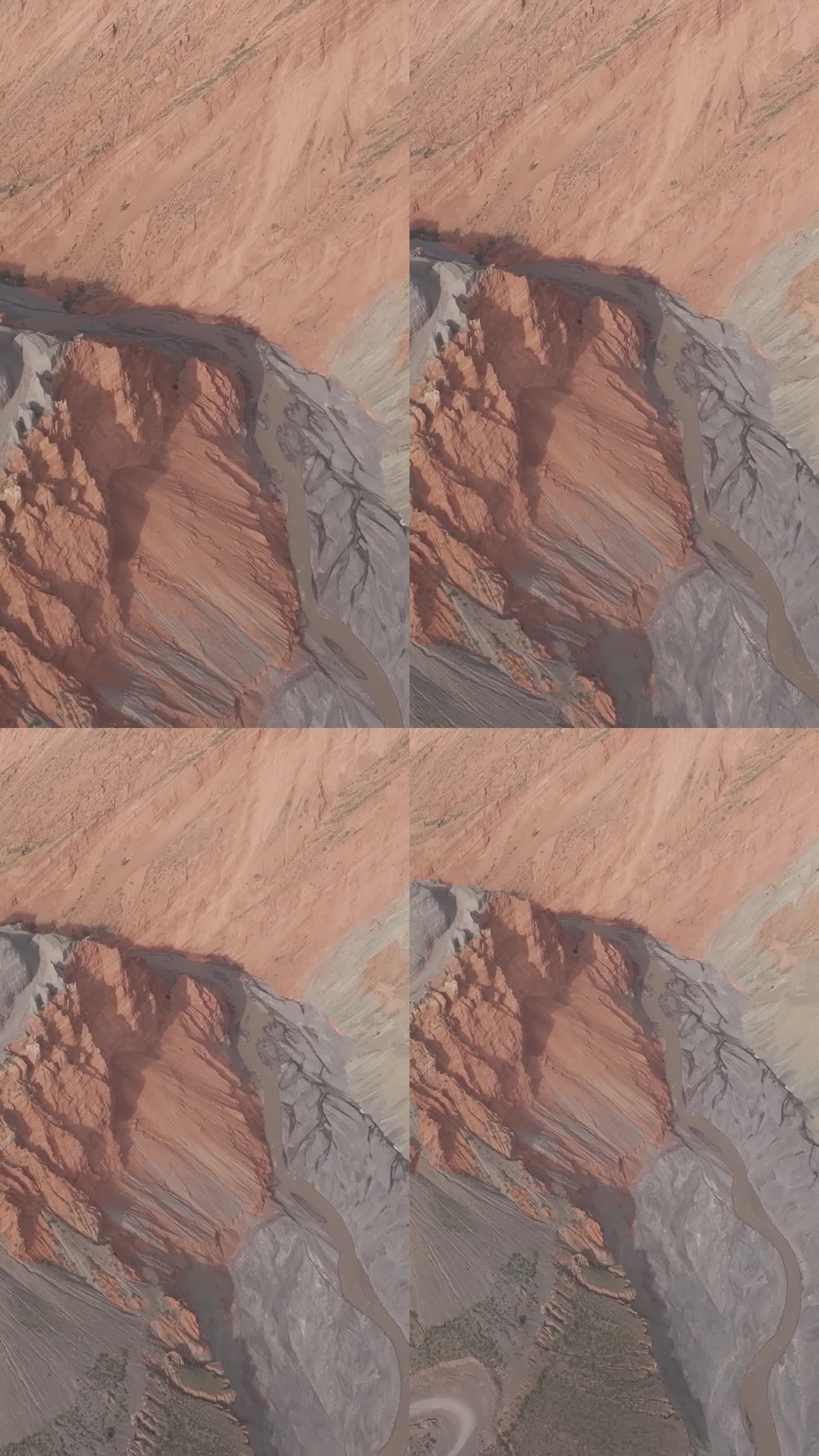 高清竖屏航拍新疆安集海大峡谷彩色地质地貌