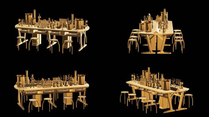 实验室桌椅黄金版效果展示通道素材