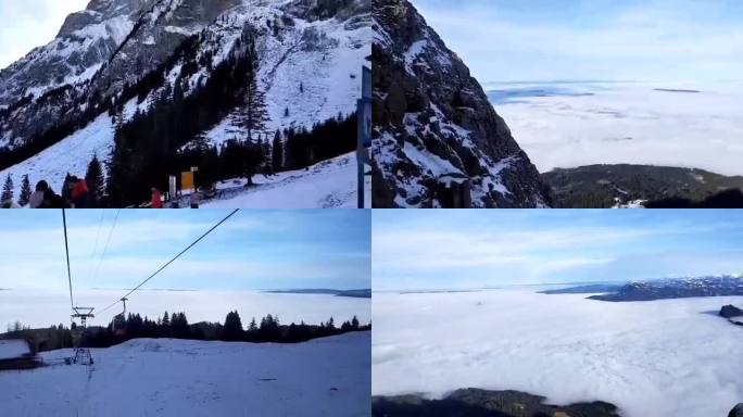瑞士皮拉图斯山雪景天空之城