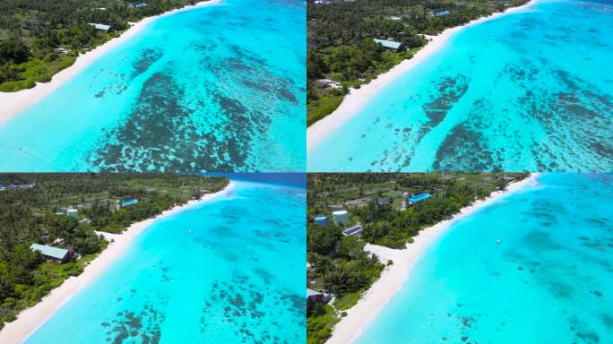马尔代夫环礁玻璃海航拍4K