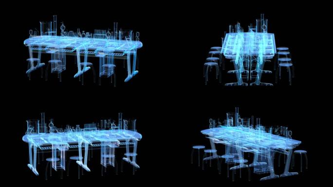 实验室桌椅科技全息通道素材