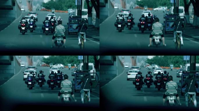 【4K】特警摩托车执勤