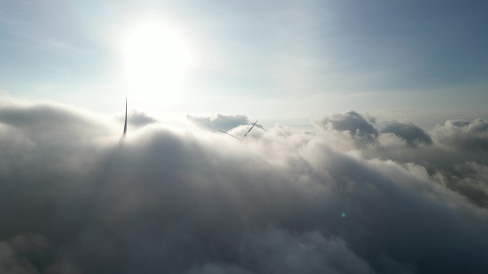 大气震撼  云海日出   风电朝阳