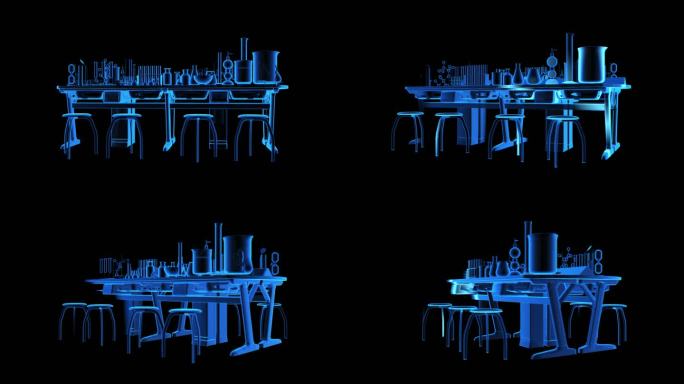 实验室桌椅全息蓝色科技通道素材