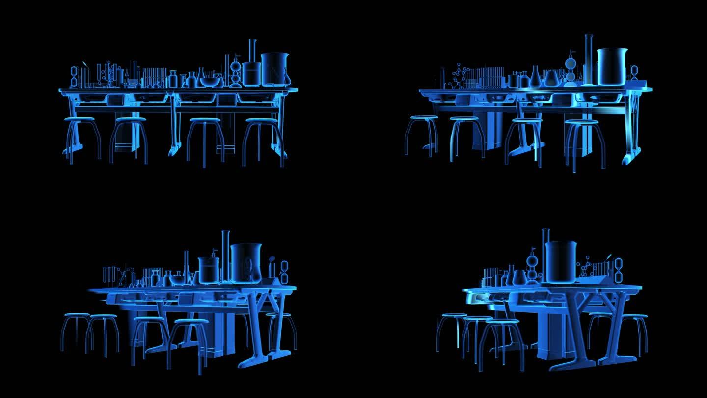 实验室桌椅全息蓝色科技通道素材