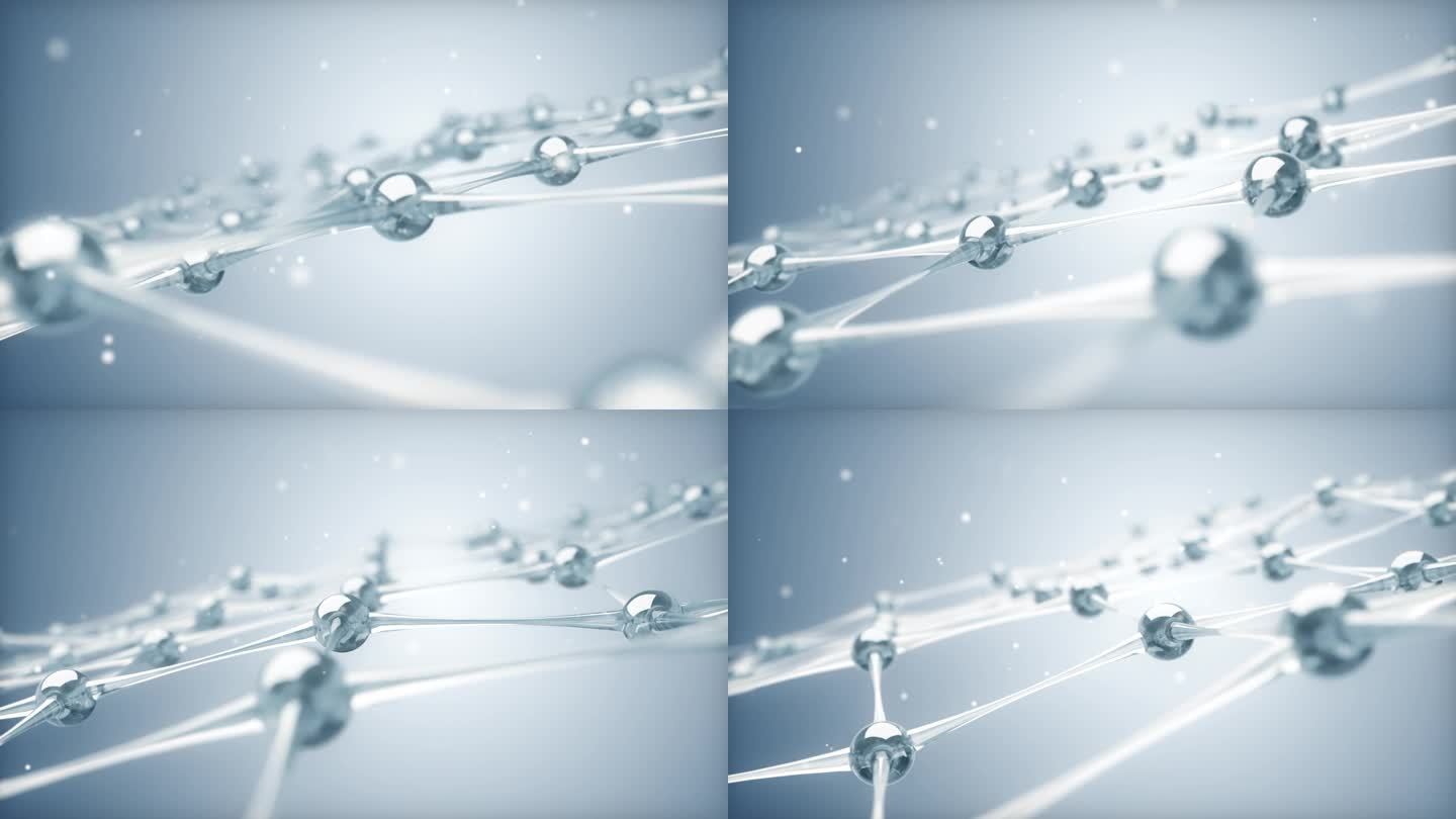 由玻璃和晶体组成的分子和原子网络构成一个单一的系统。无缝循环动画
