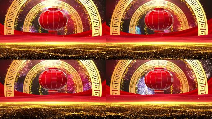 喜庆中国风红色灯笼旋转红灯笼舞台背景