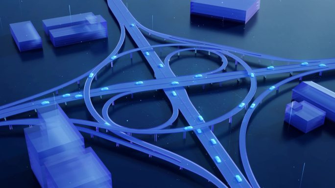 立交桥高速公路智慧交通Blender工程