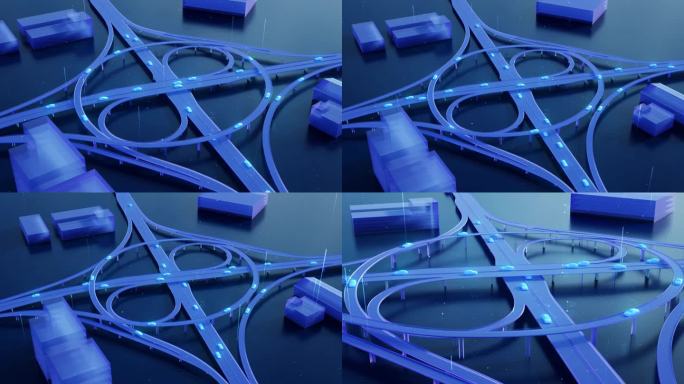 立交桥高速公路智慧交通Blender工程