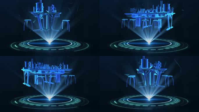 实验室桌椅全息HUD展示素材