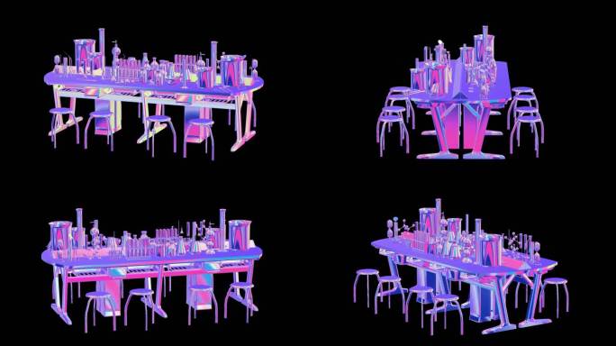 实验室桌椅赛博朋克元宇宙通道素材