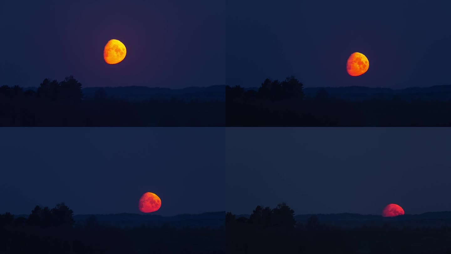 地平线上的红色月亮