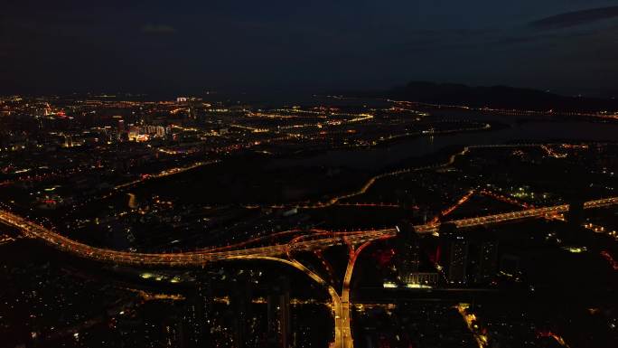 昆明明波立交夜景4k航拍