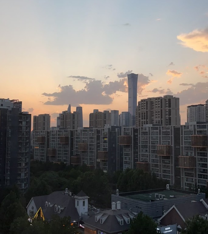 夕阳下的北京CBD