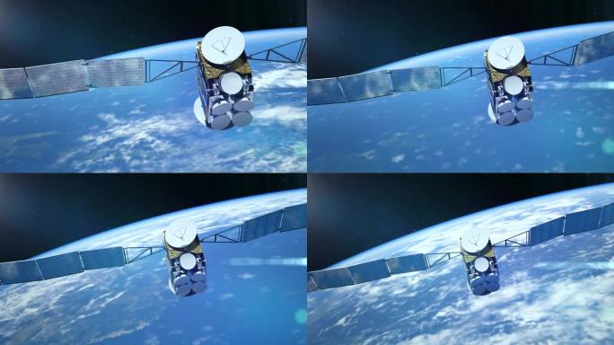 用卫星环绕地球的动画。来自Nasa的纹理