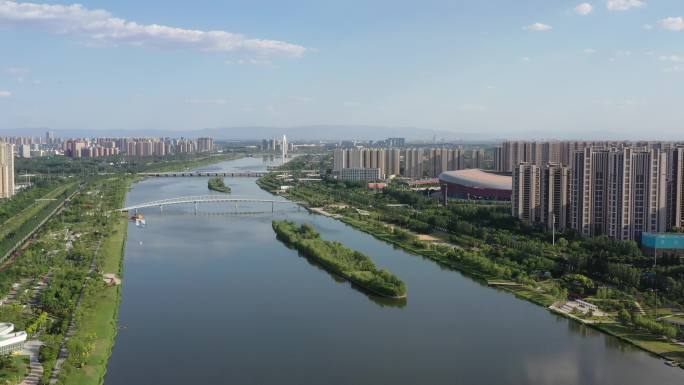 太原市汾河祥云桥夏季航拍