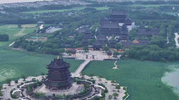 阳澄湖 重元寺 相城 落日 航拍 路面