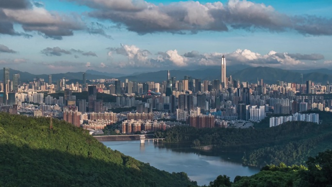 深圳CBD地标建筑延时夜景日转夜