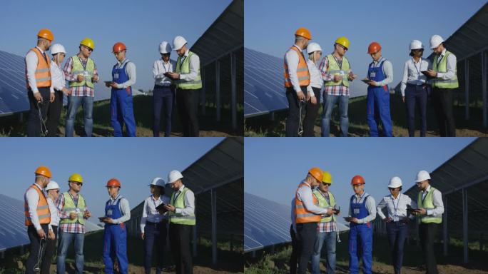 检查太阳能农场的电气工人