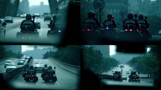 【4K】特警骑摩托车巡逻