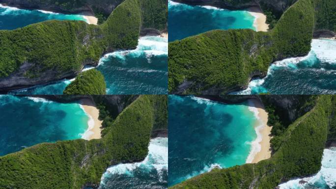 海景和岩石的鸟瞰图。从顶视图的绿松石水背景。从空中到夏天的海景。夏季冒险。旅行 - 视频