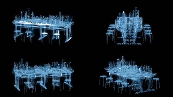 实验室桌椅透视全息通道素材